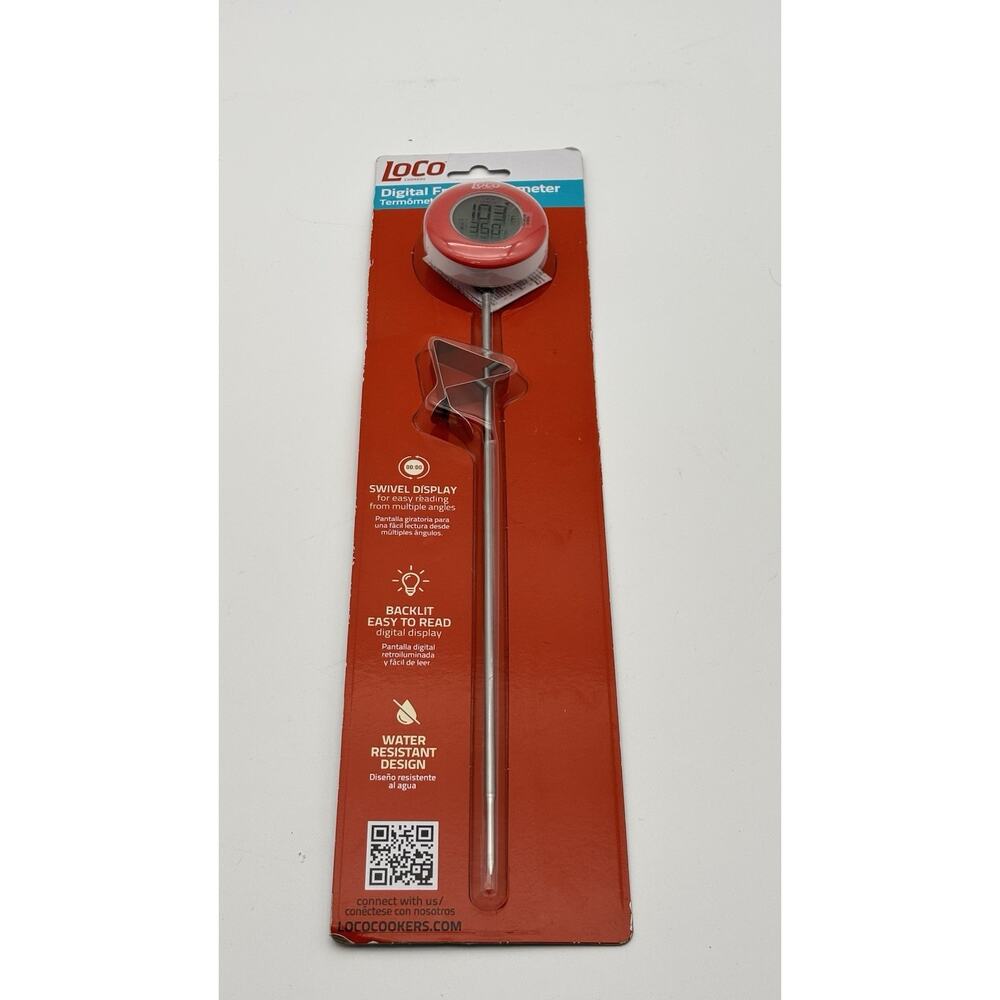 Loco 12" Stainless Steel Digital Fry Thermometer New In Packaging